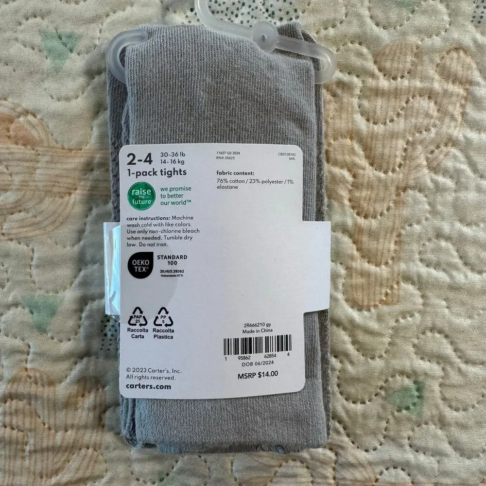 NWT Carter’s Gray Tights 2T-4T Cable Knit Toddler Girls